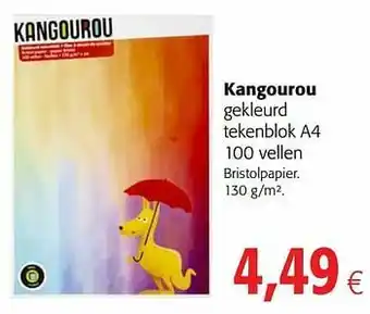 Colruyt Kangourou gekleurd tekenblok a4 100 vellen aanbieding