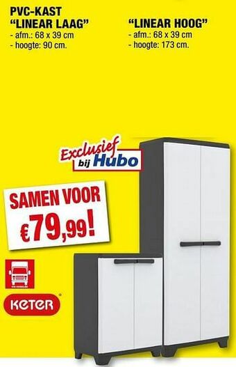 Hubo Pvc-kast linear laag + linear hoog aanbieding