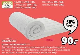 Jysk Gold t25 dekmatras aanbieding