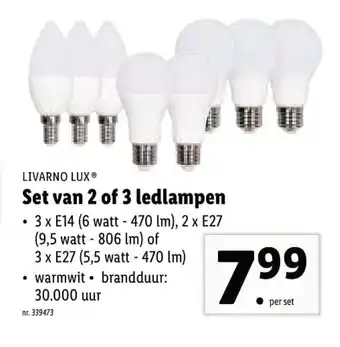 Lidl Livarno Lux Set van 2 of 3 ledlampen aanbieding