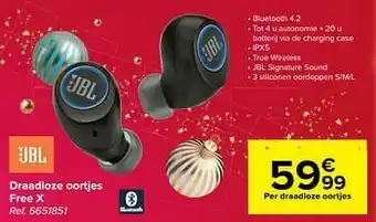 Carrefour Jbl draadloze oortjes free x aanbieding