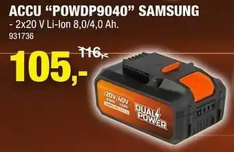 Hubo Powerplus accu powdp9040 samsung aanbieding