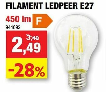 Hubo Filament ledpeer e27 aanbieding
