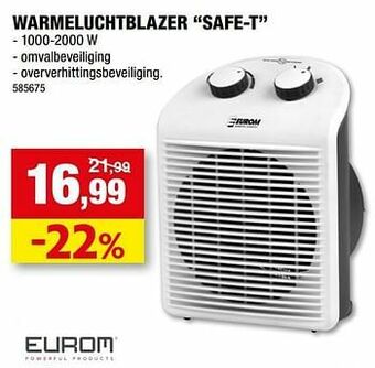 Hubo Eurom warmeluchtblazer safe-t aanbieding