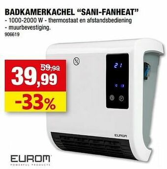 Hubo Eurom badkamerkachel sani-fanheat aanbieding