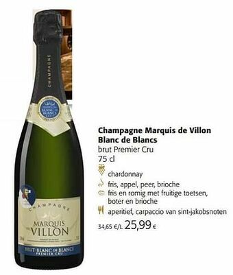 Colruyt Champagne marquis de villon blanc de blancs brut premier cru aanbieding