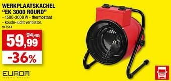 Hubo Eurom werkplaatskachel ek 3000 round aanbieding