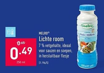 ALDI Lichte room 250ml aanbieding