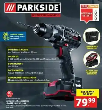 Parkside accuschroefboormachine pabsp 20-li b2, 20 v