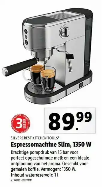 Lidl Silvercrest kitchen tools espressomachine slim aanbieding