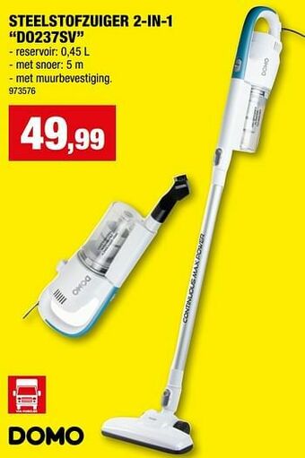 Hubo Domo elektro steelstofzuiger 2-in-1 do237sv aanbieding