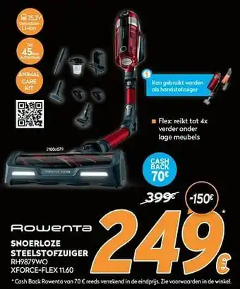 Krëfel Rowenta snoerloze steelstofzuiger rh9879wo xforce-flex 11.60 aanbieding