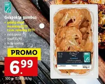 Lidl Gekookte gambas aanbieding