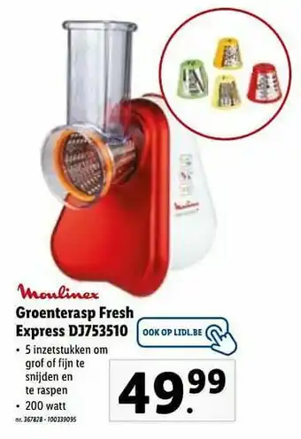 Lidl Moulinex groenterasp fresh express dj753510 aanbieding