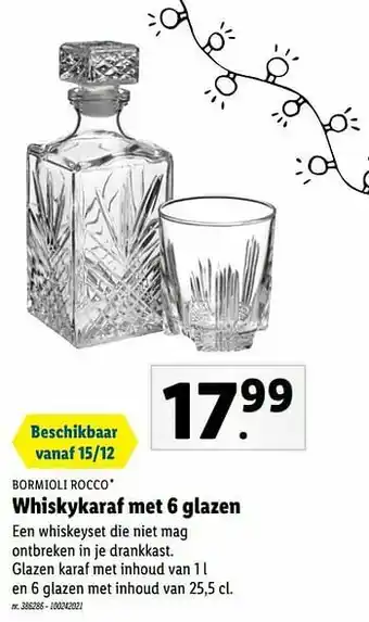 Lidl Bormioli rocco whiskykaraf met 6 glazen aanbieding