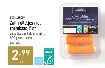 ALDI Zalmrolletjes met roomkaas, 5 st. 73g aanbieding