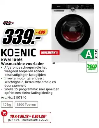 MediaMarkt KOENIC KWM 10166 aanbieding