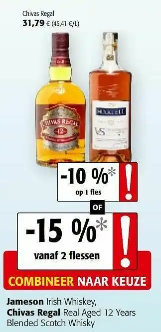 Colruyt Chivas regal real aged 12 years blended scotch whisky aanbieding