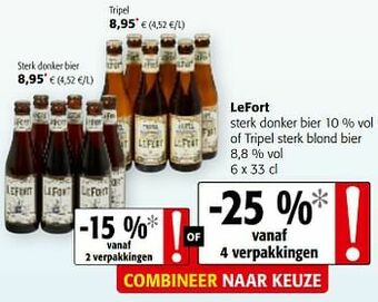 Colruyt Lefort sterk donker bier of tripel sterk blond bier aanbieding