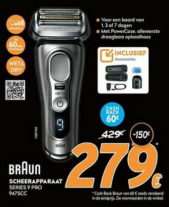 Krëfel Braun scheerapparaat series 9 pro 9475cc aanbieding