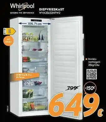 Krëfel Whirlpool diepvrieskast wva35632nfw2 aanbieding