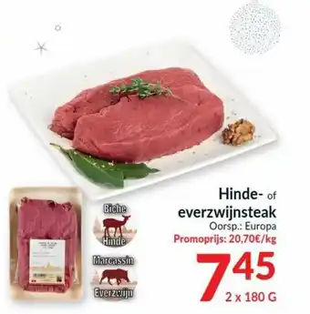 Hinde- of everwijnsteak 2x180g