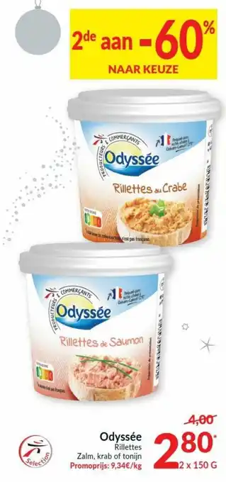 Intermarché Odyssee Rillettes Zalm 2x150g aanbieding