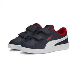 Decathlon Smash 3.0 leren V sneakers voor kinderen PUMA Navy White For All Time Red Blue aanbieding