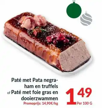 Intermarché Pate met Pata negra-ham en truffles of Pate met foie gras en dooierzwammen 100g aanbieding