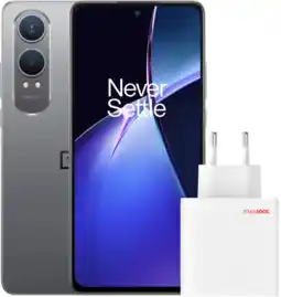 Coolblue OnePlus Nord CE 4 Lite 256 Go Gris 5G + OnePlus Chargeur 80 W avec 2 Ports + Câble USB aanbieding