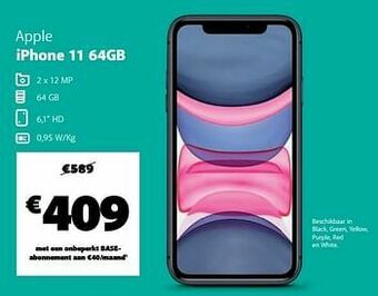 Base Apple iphone 11 64gb aanbieding