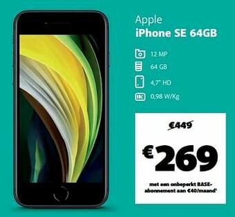 Base Apple iphone se 64gb aanbieding