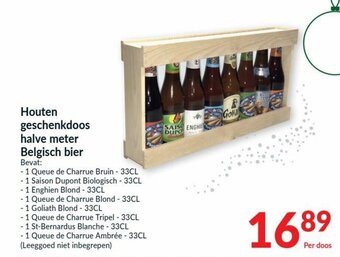 Intermarché Houten geschenkdoos halve meter Belgisch bier aanbieding