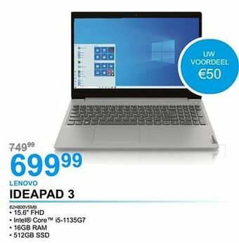 AUVA Lenovo ideapad 3 82h800v5mb aanbieding
