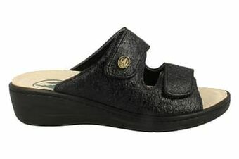 Berca Shoes Franken Schuhe Comfort Slipper Dames Volledig Leder/kurkvoetbed - Zwart aanbieding