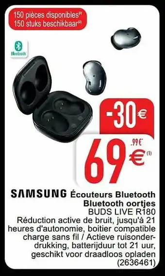 Cora Samsung écouteurs bluetooth bluetooth oortjes buds live r180 aanbieding