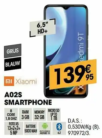 Electro Depot Xiaomi a02s smartphone aanbieding