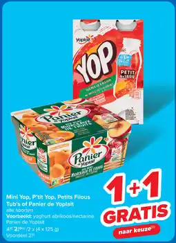 Carrefour Mini Yop, P'tit Yop, Petits Filous Tub's of Panier de Yoplait aanbieding