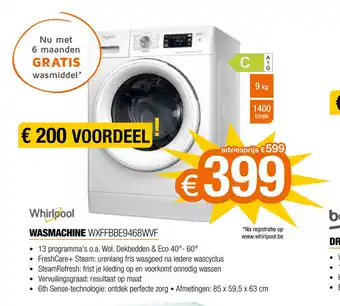 Expert Whirlpool Wasmachine WXFFBBE9468WVF aanbieding