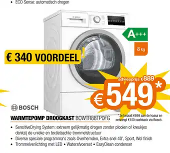 Expert Bosch Warmtepomp Droogkast BOWTR88TP0FG aanbieding