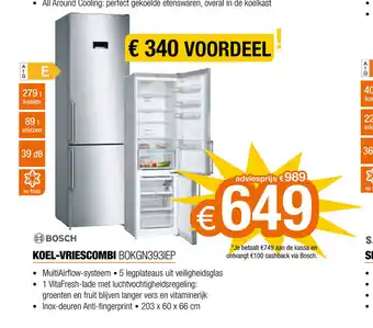 Expert Bosch Koel-Vriescombi B0KGN393IEP aanbieding