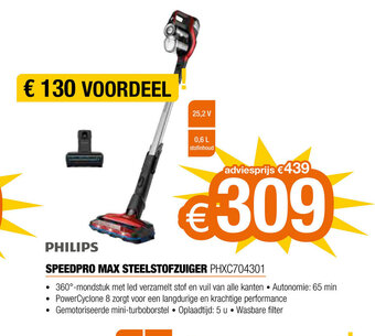 Expert Philips Speedpro Max Steelstofzuiger PHXC704301 aanbieding