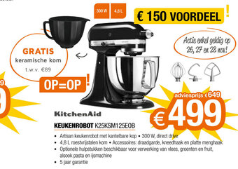 Expert KitchenAid Keukenrobot K25KSM125E0B aanbieding