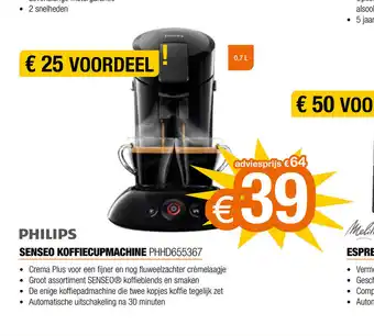 Expert Philips Senseo Koffiecupmachine PHHD655367 aanbieding