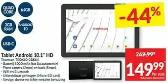 Tablet android 10.1`` hd thomson teox10-3bk64