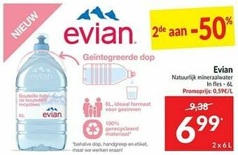 Intermarché Evian natuurlijk mineraalwater aanbieding