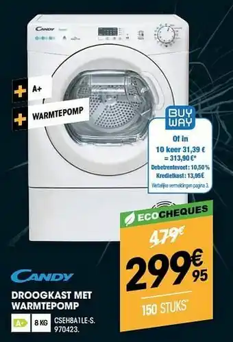 Electro Depot Candy droogkast met warmtepomp cseh8a1le-s aanbieding