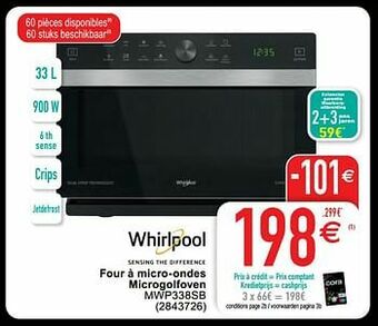 Cora Whirlpool four à micro-ondes microgolfoven mwp338sb aanbieding