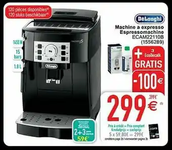 Cora Delonghi machine a expresso espressomachine ecam22110b aanbieding