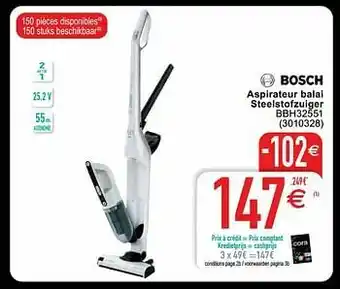 Cora Bosch aspirateur balai steelstofzuiger bbh32551 aanbieding